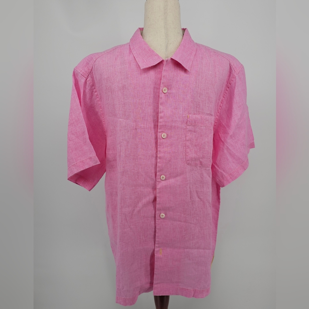Men's Tommy Bahama Sea Glass Camp Shirt in Pinky Size Large, new with tags